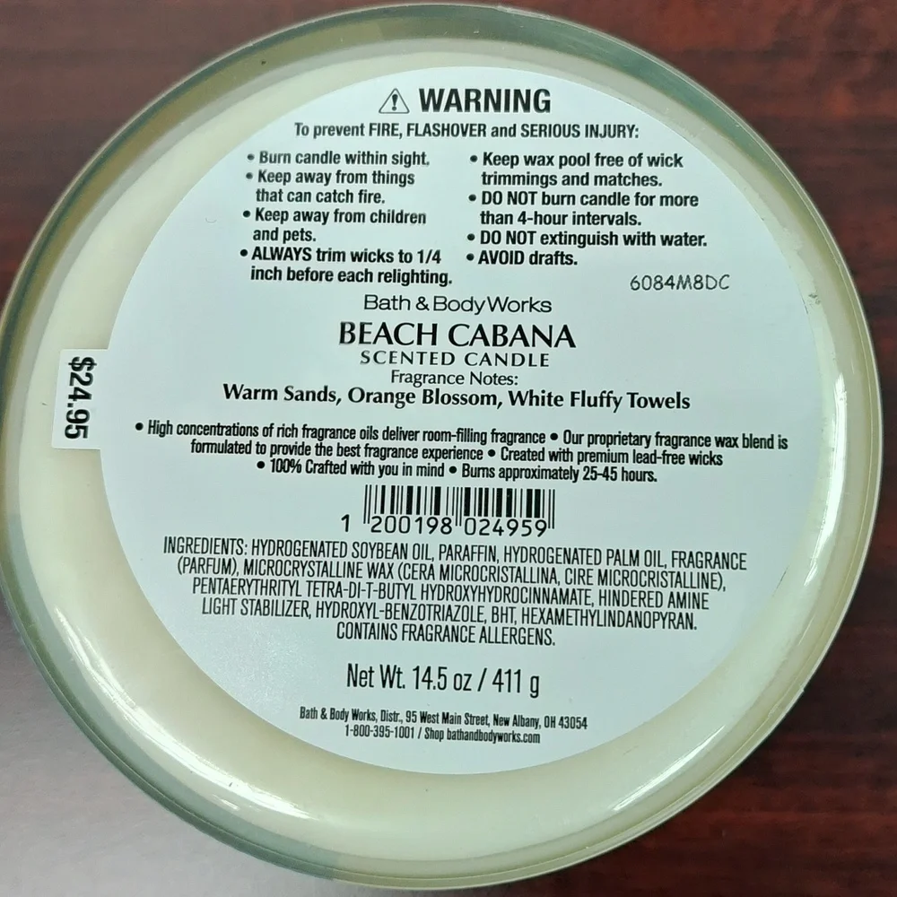 Bath & Body Works BEACH CABANA 3-Wick Candle - From the Vault 2012
